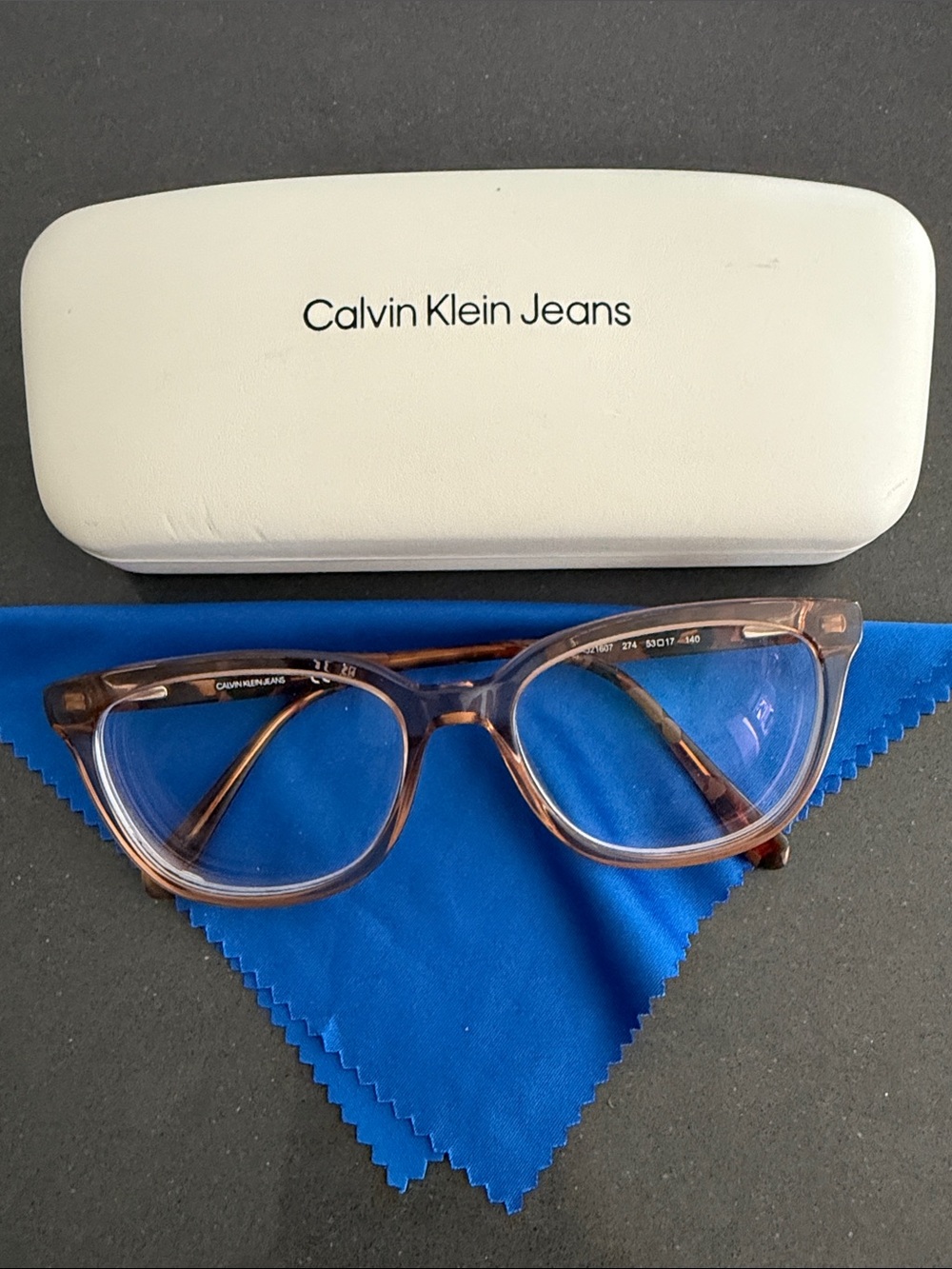 Calvin Klein Jeans #CK121607 Brown Tortoise Cat-Eye Glasses w/Box & Cloth.